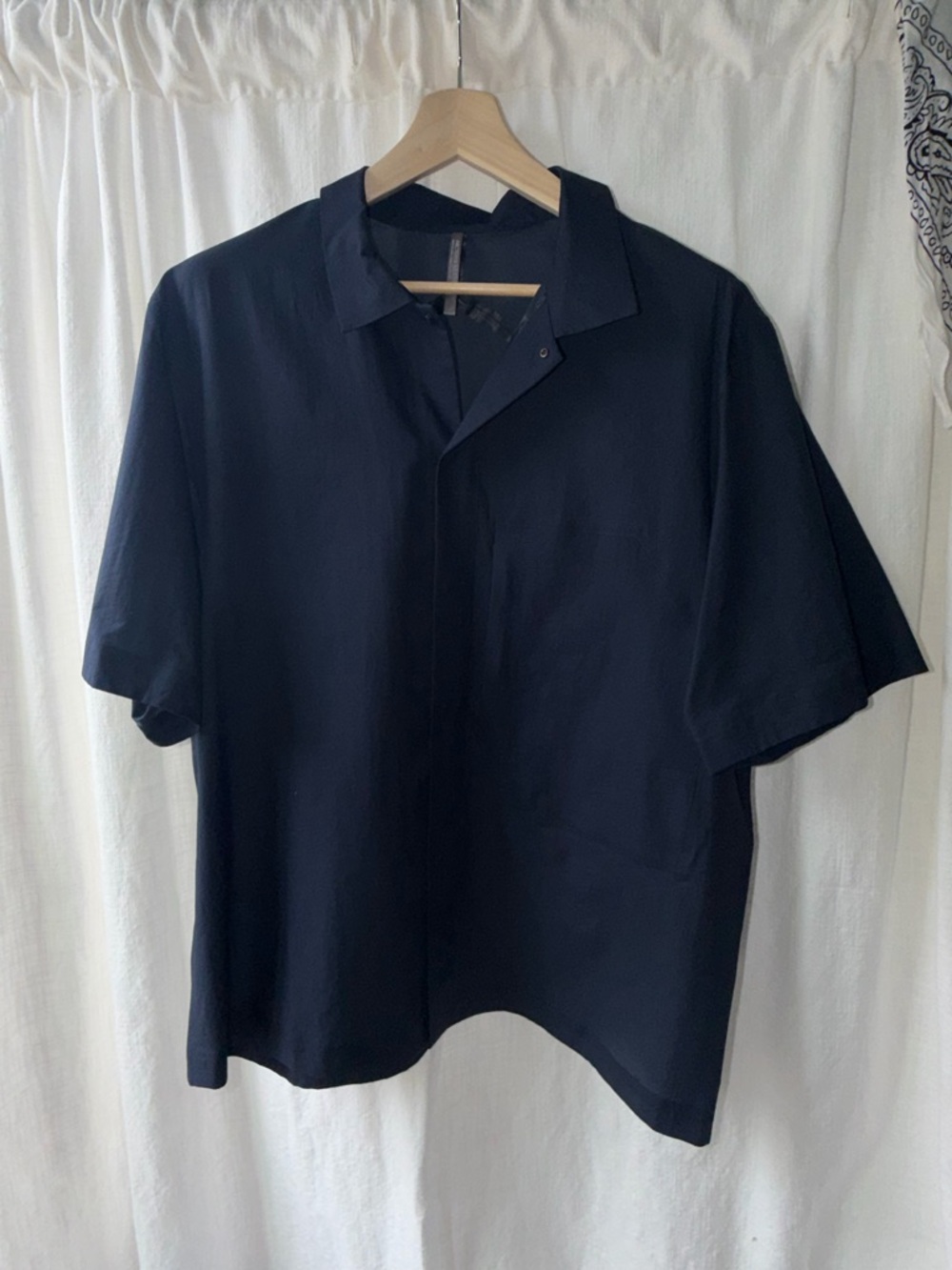 Arc’teryx Veilance Short Sleeve Shirt XL Navy Technical Minimalist Zip Pocket